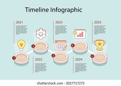 Verarbeiten Sie Infografik-Design-Vorlage. Zeitplan, Step-Plan Business-Strategie. Workflow-Sequenz der Organisation. Präsentation des Finanzberichts. Produktivitätsdaten der Statistik. Vektorgrafik.