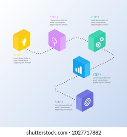 Process infographic design template. Timeline, step plan business strategy. Organization workflow sequence. Finance report presentation. Statistics productivity infochart. Vector illustration.