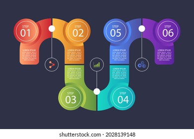 Process infographic design template. Timeline, step plan business strategy. Organization workflow sequence. Finance report presentation. Statistics productivity infochart. Vector illustration.