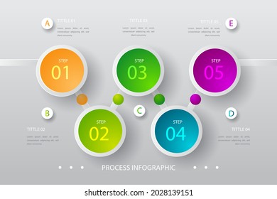 Process infographic design template. Timeline, step plan business strategy. Organization workflow sequence. Finance report presentation. Statistics productivity infochart. Vector illustration.