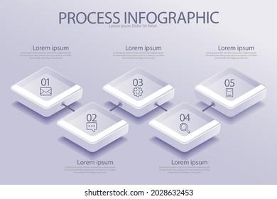 Process infographic design template. Timeline, step plan business strategy. Organization workflow sequence. Finance report presentation. Statistics productivity infochart. Vector illustration.