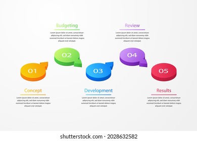 Process infographic design template. Timeline, step plan business strategy. Organization workflow sequence. Finance report presentation. Statistics productivity infochart. Vector illustration.
