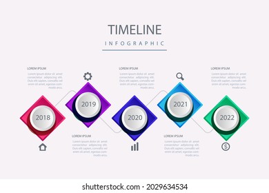 Plantilla de diseño de infografía de procesos. Línea de tiempo, estrategia de negocio de plan de pasos. Secuencia de flujo de trabajo de organización. Presentación del informe financiero. Gráfico informativo de productividad de las estadísticas. Ilustración vectorial.