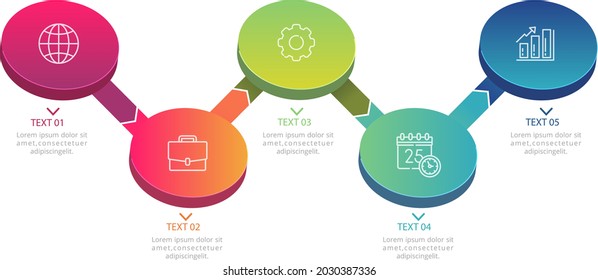 Verarbeiten Sie Infografik-Design-Vorlage. Zeitplan, Step-Plan Business-Strategie. Workflow-Sequenz der Organisation. Präsentation des Finanzberichts. Produktivitätsdaten der Statistik. Vektorgrafik.