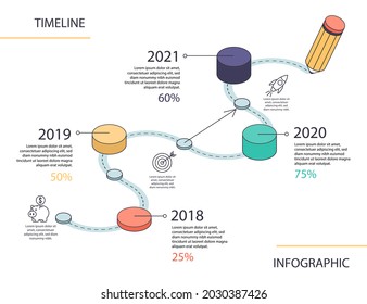 Process infographic design template. Timeline, step plan business strategy. Organization workflow sequence. Finance report presentation. Statistics productivity infochart. Vector illustration.