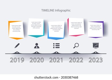 Plantilla de diseño de infografía de procesos. Línea de tiempo, estrategia de negocio de plan de pasos. Secuencia de flujo de trabajo de organización. Presentación del informe financiero. Gráfico informativo de productividad de las estadísticas. Ilustración vectorial.