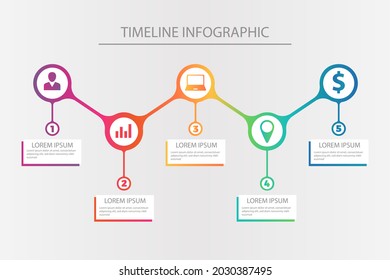Plantilla de diseño de infografía de procesos. Línea de tiempo, estrategia de negocio de plan de pasos. Secuencia de flujo de trabajo de organización. Presentación del informe financiero. Gráfico informativo de productividad de las estadísticas. Ilustración vectorial.