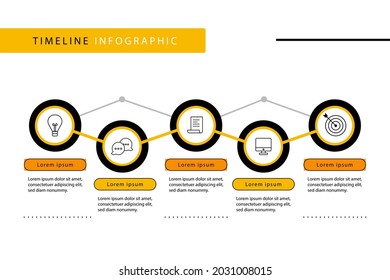 Verarbeiten Sie Infografik-Design-Vorlage. Zeitplan, Step-Plan Business-Strategie. Workflow-Sequenz der Organisation. Präsentation des Finanzberichts. Produktivitätsdaten der Statistik. Vektorgrafik.