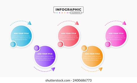 Process infographic presentation template with 5 steps or options