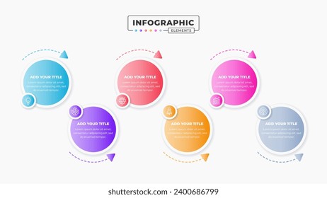 Process infographic presentation template with 6 steps or options