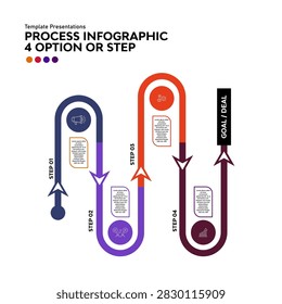Process infographic timeline with 4 option or steps for presentation and report templates. editable vector.