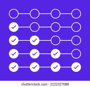 Process Infographic Vector. Step by Step Timeline Progress Bar with Check Marks. 