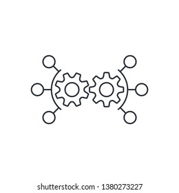 The process of interaction. Networking. Vector linear icon.