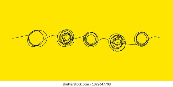 Process of learning, developing abstract doodle symbol. Vector illustration