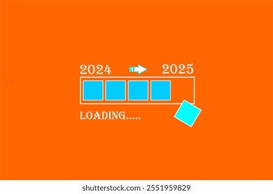 The process of loading the change of year 2024 towards the new year 2025, vector concept of the change of year. Happy new year 2025 with new hopes, new life.