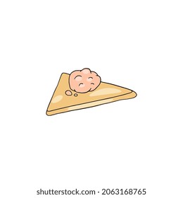 Process of making dumpling or samsa from triangular piece of raw dough stuffed with meat or vegetables by sculpting in sketch vector illustration isolated on white. Traditional national food