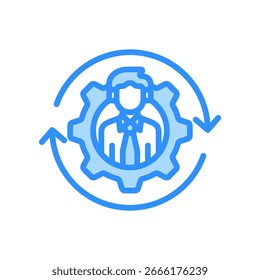 Icono de gestión de procesos Ilustración vectorial de color azul