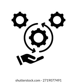 Ilustración vectorial de glifos de icono de administración de procesos