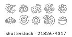 Process management icon set. Optimization operation. Transmission gear wheel with arrow Agile process thin line icons in flat style Technology sign, engine symbol isolated on white Vector illustration