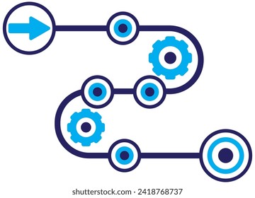 Process management icon set. Optimization operation. Transmission gear wheel with arrow Agile, Process icons in maintained flat style on white. Process black symbols for your web site design, app, UI.