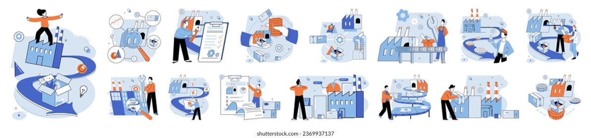 Process management. Vector illustration. The process management concept emphasizes importance streamlining processes Regular checks and monitoring are essential for maintaining organizational