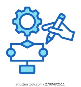 Process Mapping Icon Blue Color Style Vector Illustration