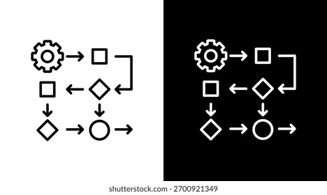 Design do Conjunto de Ícones Brancos do Mapeamento do Processo