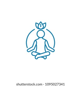 Process of meditation linear icon concept. Process of meditation line vector sign, symbol, illustration.