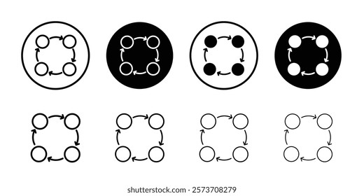 Process, method, step, procedure or workflow icon set in thin line outline style and linear vector sign