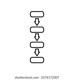 Process, method, step, procedure or workflow icon linear thin line icon graphics set black and white