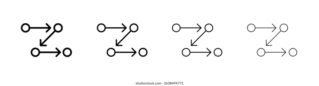 Process, method, step, procedure or workflow icon Flat thin line vector illustration art outline set