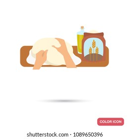 The process of mixing the dough color flat illustration