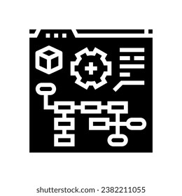 Prozess-Modellierungs-Analyst Glyphsymbol Vektorgrafik. Prozessmodellierungs-Analysezeichen einzelne Symbolillustration