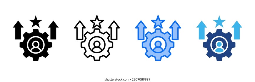 Process Of Motivating icon set multiple style collection