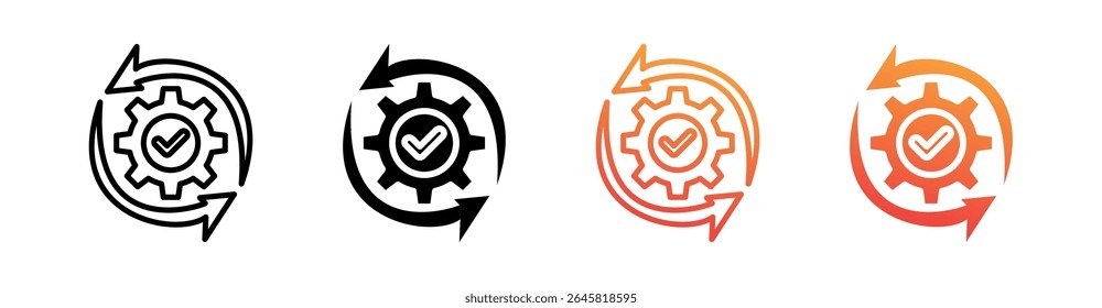 Process Multi Style Icon Set Vector