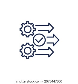 process, operation icon with gears, line vector