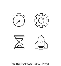 Process and operation pixel perfect linear icons set. Download update. Loading time. Launching website. Customizable thin line symbols. Isolated vector outline illustrations. Editable stroke