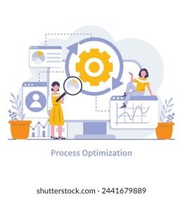 Process optimization concept. Enhancing efficiency in production and business workflows. Strategic improvements to cut costs and elevate performance. Focused operational excellence.