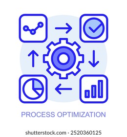 Icono de concepto de optimización de procesos. Fábrica inteligente. Tecnologías modernas. Industria 4.0. Producción automatizada. Ilustración lineal de Vector.