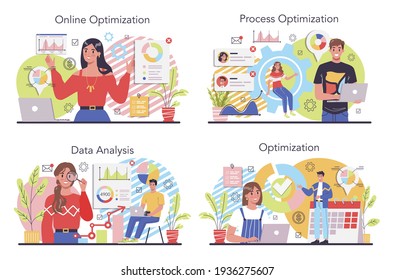 Process optimization concept set. Idea of business improvement
