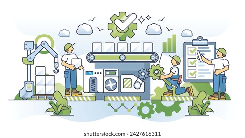 Process optimization with effective and lean manufacturing outline concept. Productive business automation with smart management and leadership vector illustration. Fast improvement and innovation.