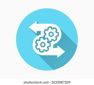 Process optimization flat icon. Simple illustration with long shadow for graphic and web design.