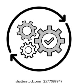 Process Optimization Icon – Circular Gears Representing Workflow Automation and Efficiency