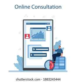 Process optimization online service or platform. Idea of business project improvement and development. Effective team work. Online consultation. Flat vector illustration