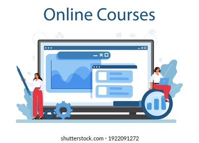 Process optimization online service or platform. Idea of business project improvement and development. Effective team work. Online course. Flat vector illustration