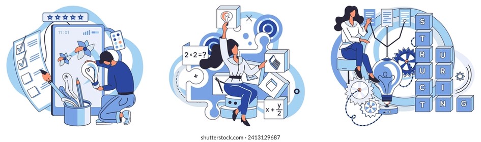 Process optimization vector illustration. The concept process optimization is central to successful business strategy Methodical development is necessary for effective optimization operations