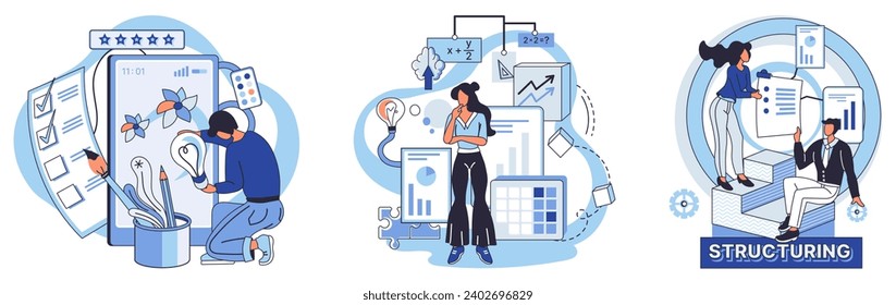 Process optimization vector illustration. The effectiveness strategy lies in successful optimization processes Operating efficiently requires continual refinement management methods