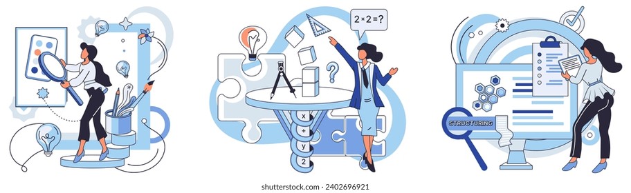 Process optimization vector illustration. Technology plays vital role in efficient optimization business operations Planning is essential for successful optimization methods and procedures