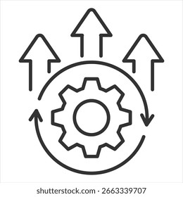 Processar ilustração vetorial do ícone de contorno