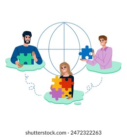 Prozess Outsourcing Vektorgrafik. Unternehmen HR, Bürocomputer, Technologie Netzwerk Prozess Outsourcing Charakter. Menschen Flat Cartoon Illustration